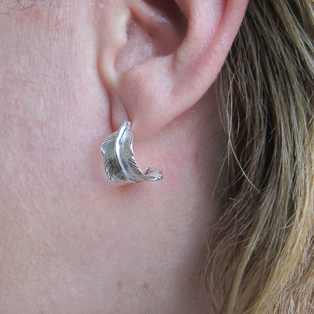 Pendientes Pluma rizada de Plata de ley 1