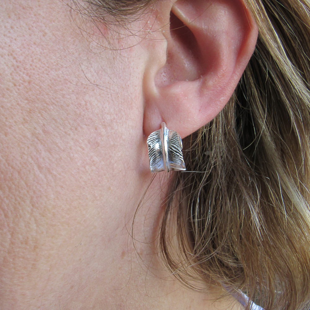 Pendientes Pluma rizada de Plata de ley 2