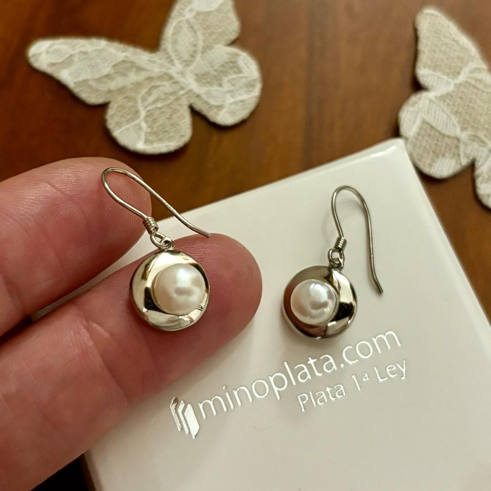 Pendientes largos de Plata de ley con perlas cultivadas 1