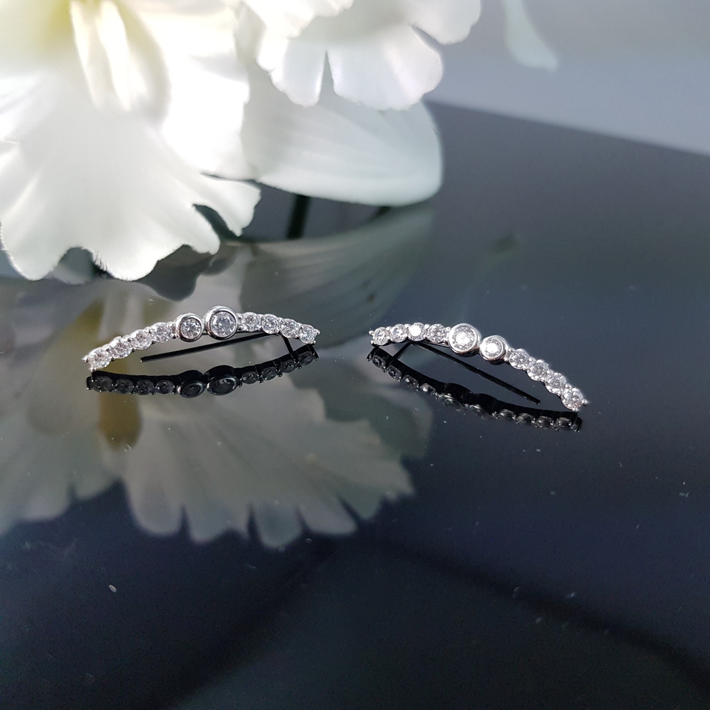 Pendientes Ear Cuff en Plata y Circonitas 4