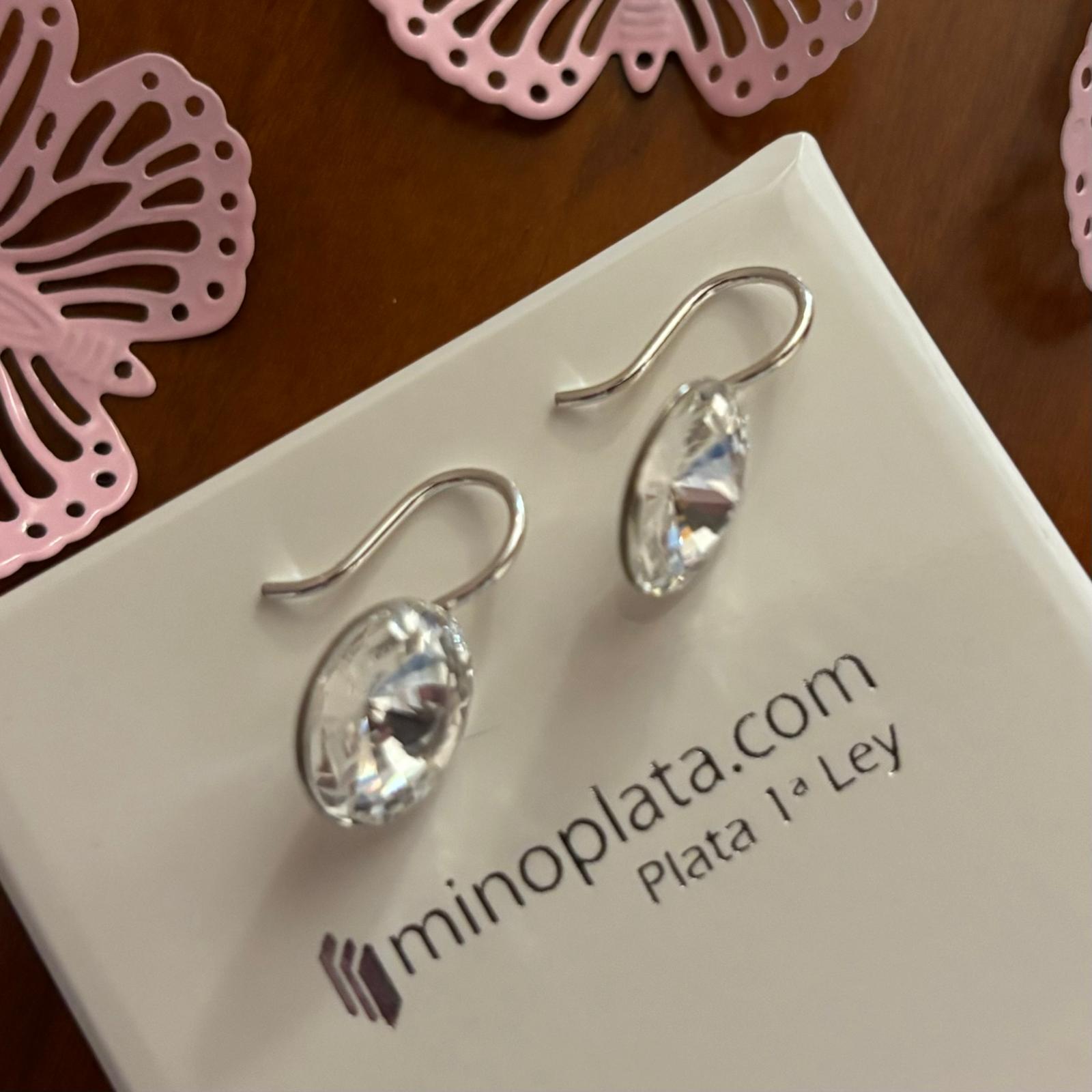 Pendientes de Plata de ley 925 con Cristal SW color blanco 2