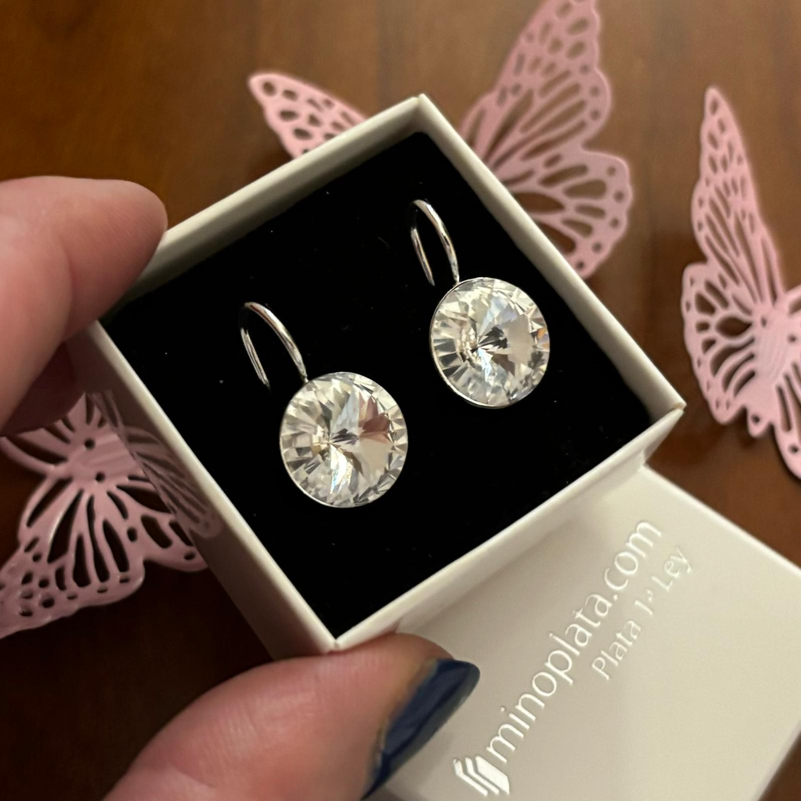Pendientes de Plata de ley 925 con Cristal SW color blanco 3
