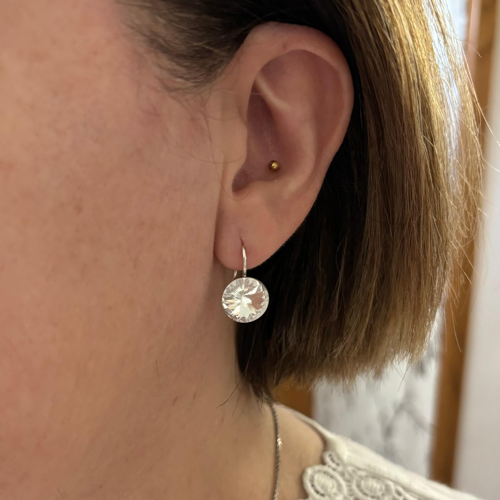 Pendientes de Plata de ley 925 con Cristal SW color blanco 4