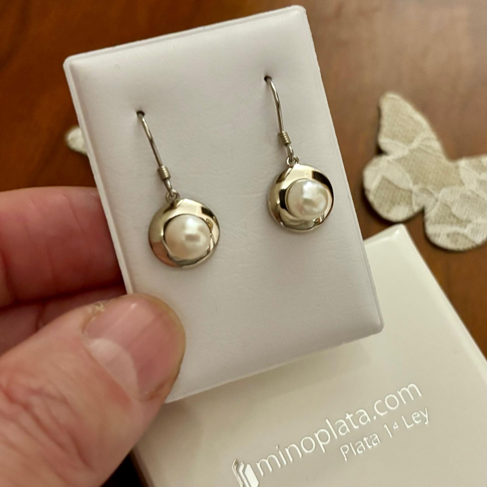 Pendientes largos de Plata de ley con perlas cultivadas 2
