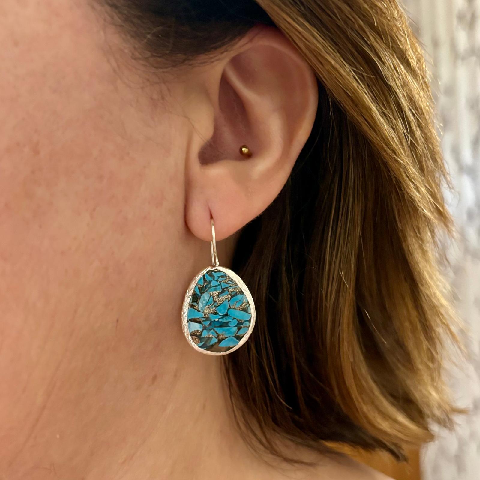 Pendientes mix turquesa y Plata de ley 925