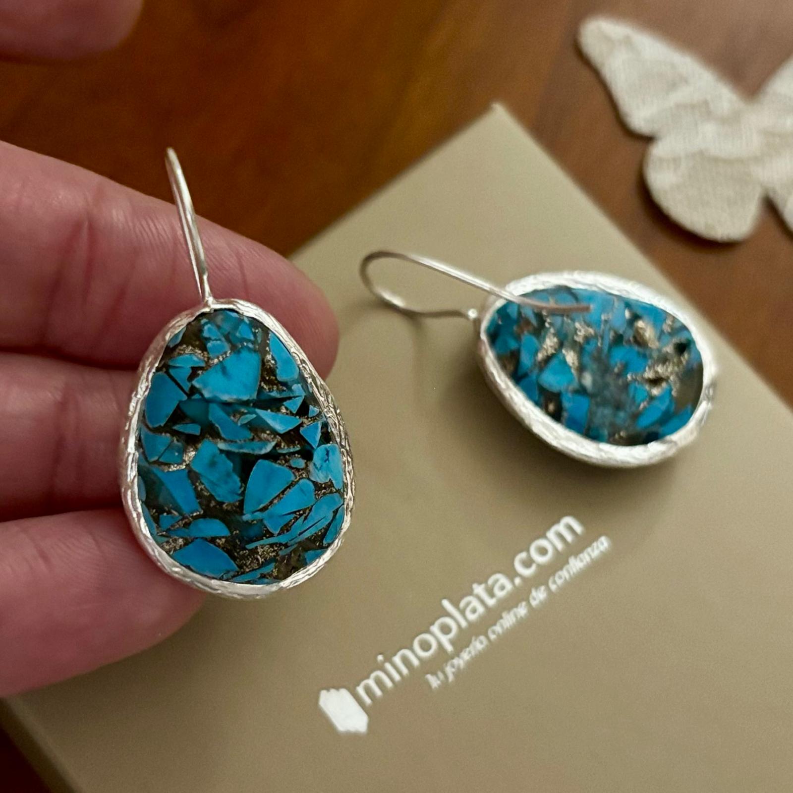 Pendientes mix turquesa y Plata de ley 925 2