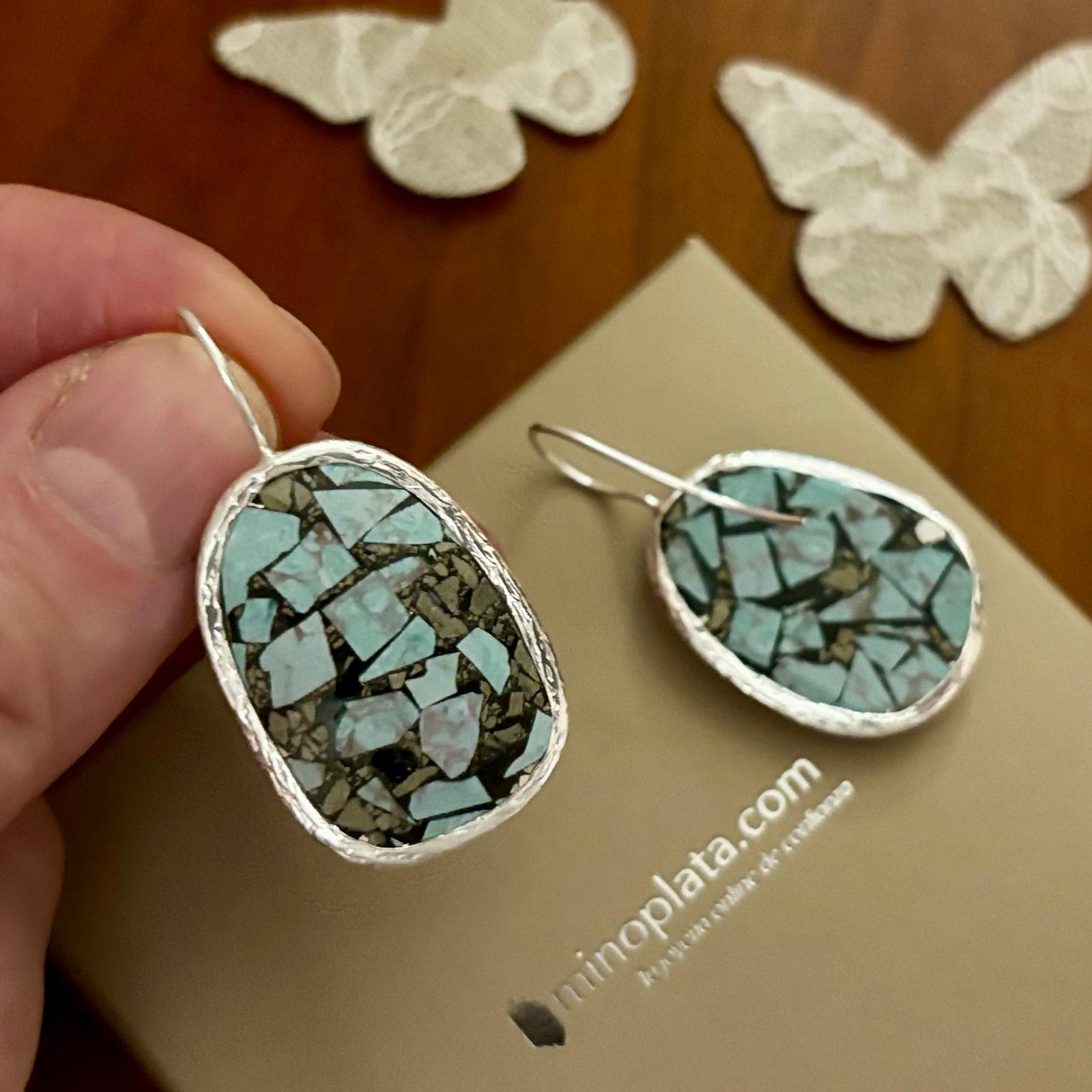 Pendientes piedras naturales turquesa y Plata de ley 925 2