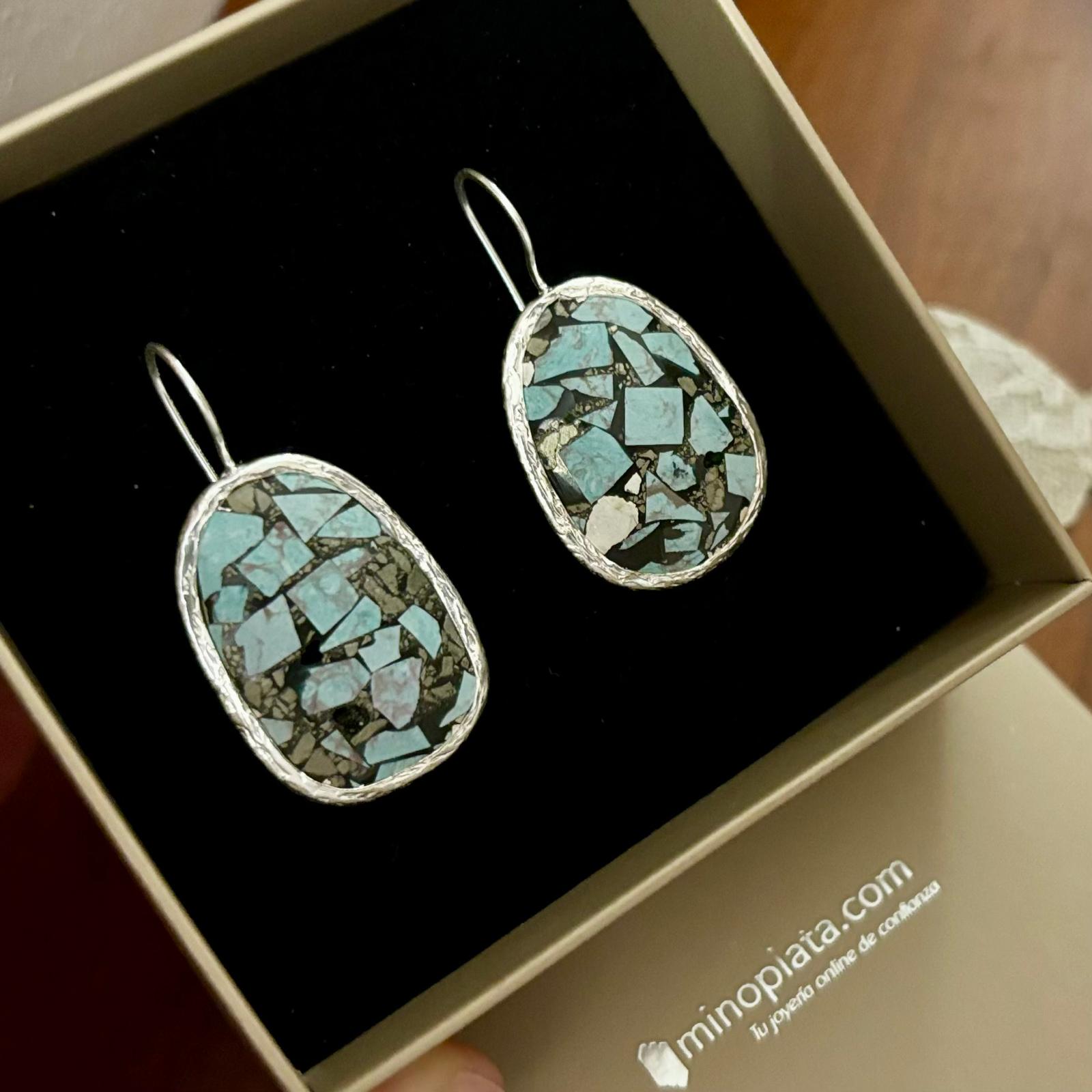 Pendientes piedras naturales turquesa y Plata de ley 925 3