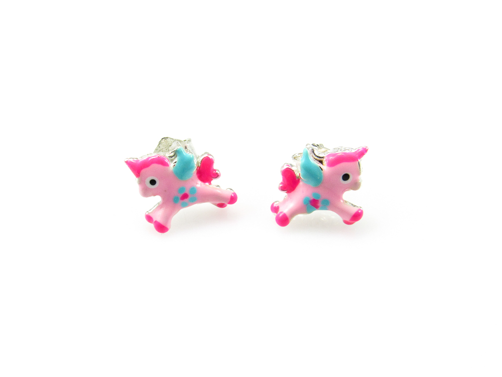 Pendientes para niñas unicornio de Plata de ley