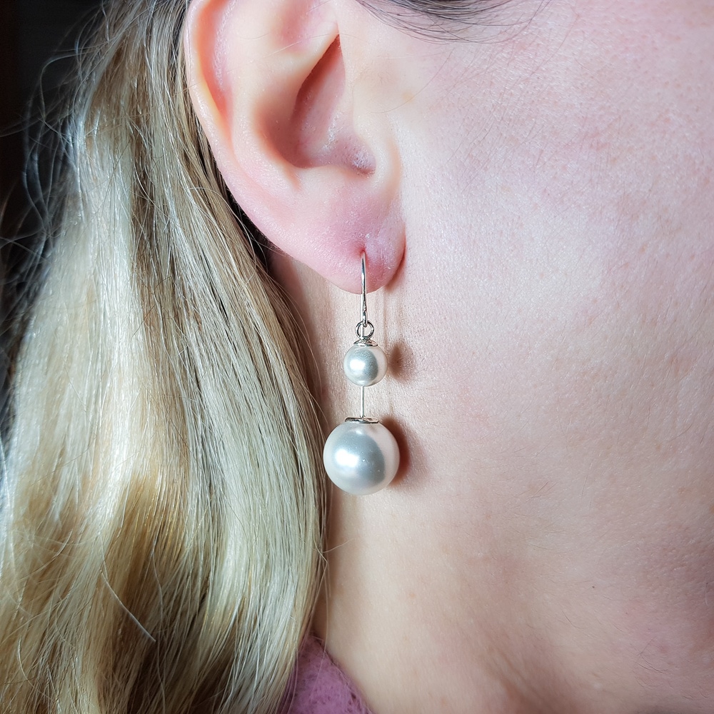 Pendientes Perlas dobles de Plata de ley 1