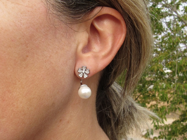 Pendientes de Plata dobles con Perlas y Circonitas 2