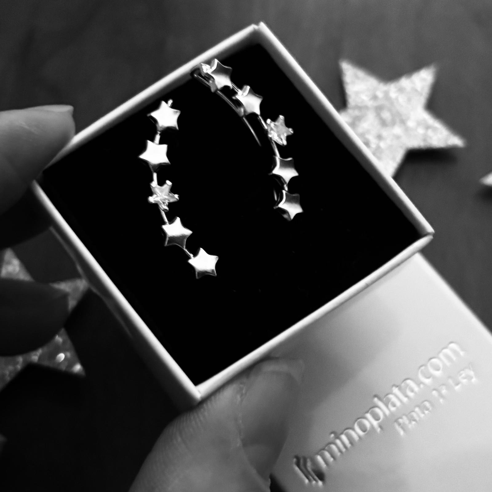 Pendientes trepadores estrellas de Plata de ley con Circonita 3
