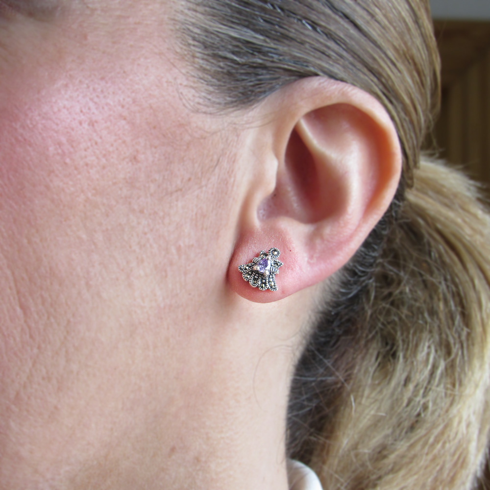 Pendientes en Plata envejecida con Marcasitas y Circonitas 1