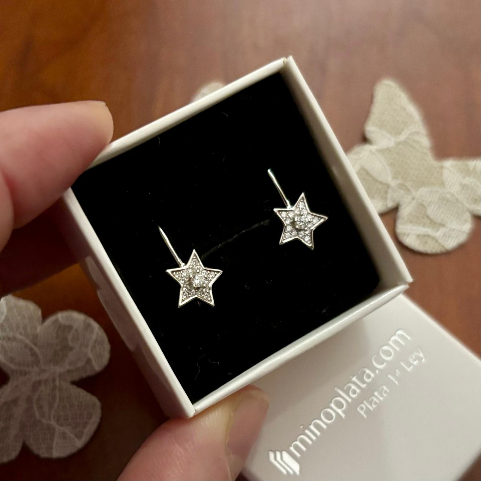 Pendientes estrella de Plata con Circonitas cierre ballesta 3