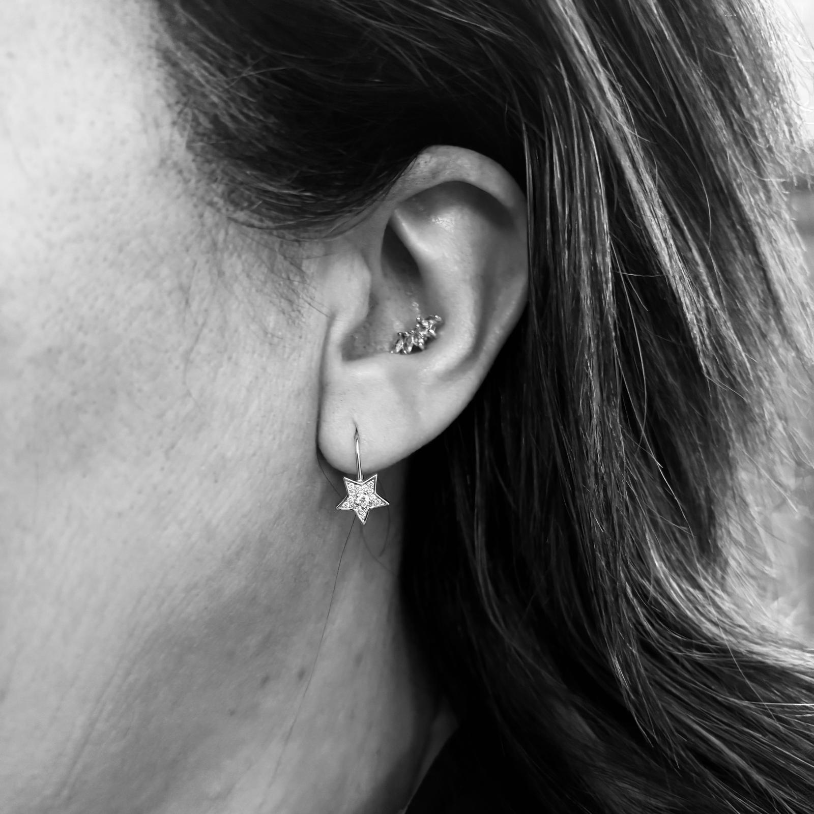 Pendientes estrella de Plata con Circonitas cierre ballesta 4