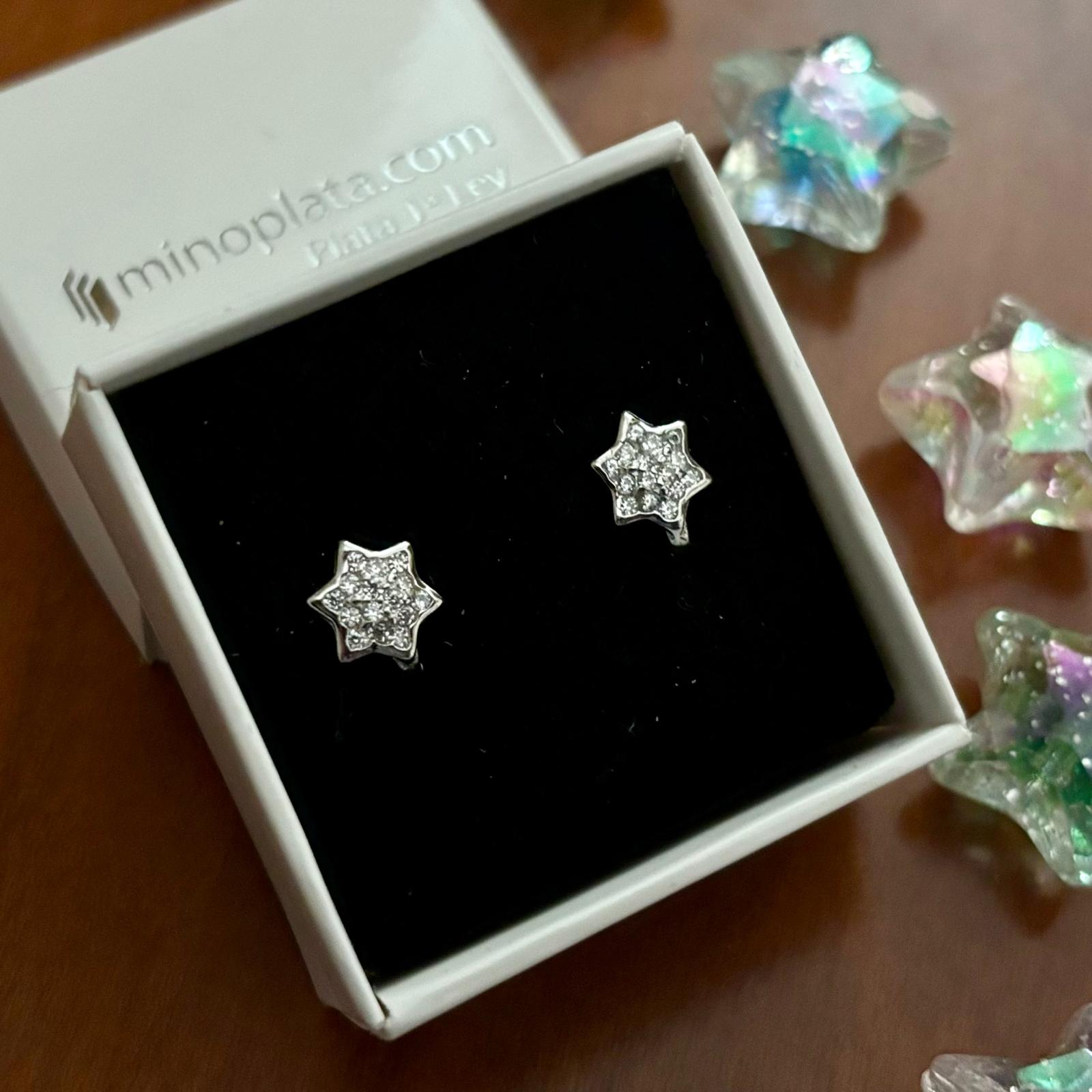 Pendientes estrella de Plata y Circonitas con cierre catalán 2