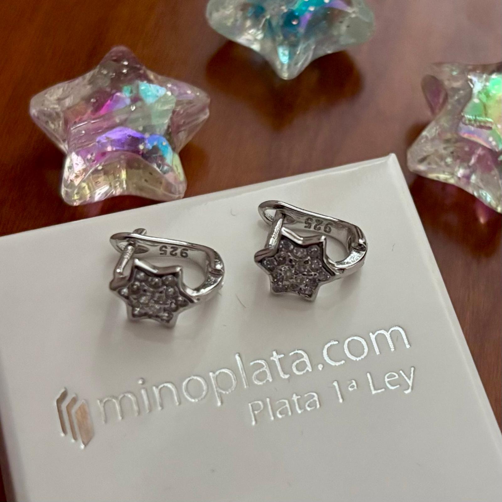Pendientes estrella de Plata y Circonitas con cierre catalán 4