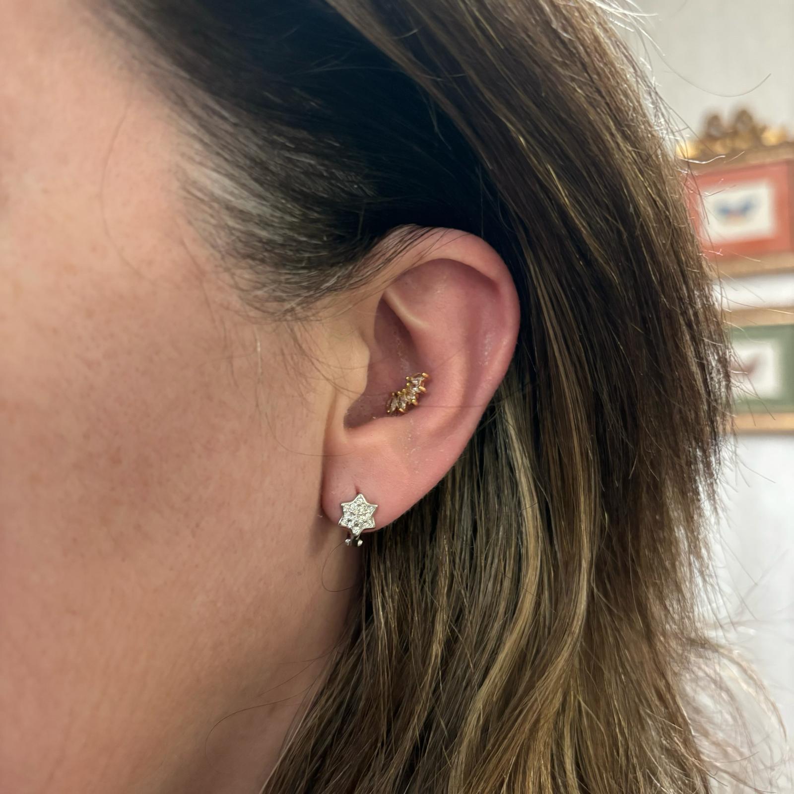Pendientes estrella de Plata y Circonitas con cierre catalán 5