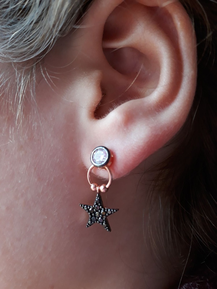 Pendientes estrella de Plata rosa con Circonitas 1