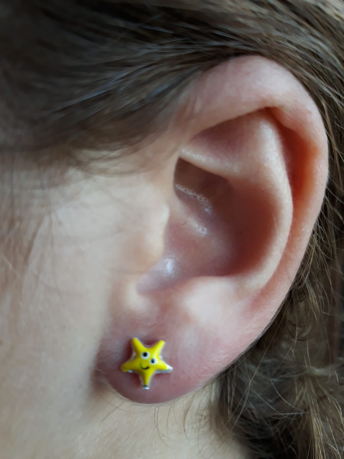 Pendientes de Plata de ley para niñas estrellas amarillas 1