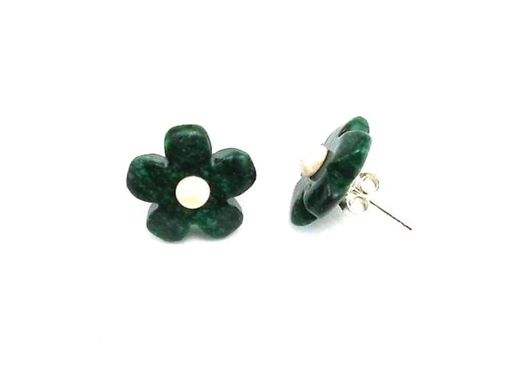 Flores de Piedra verde y Plata de ley 1