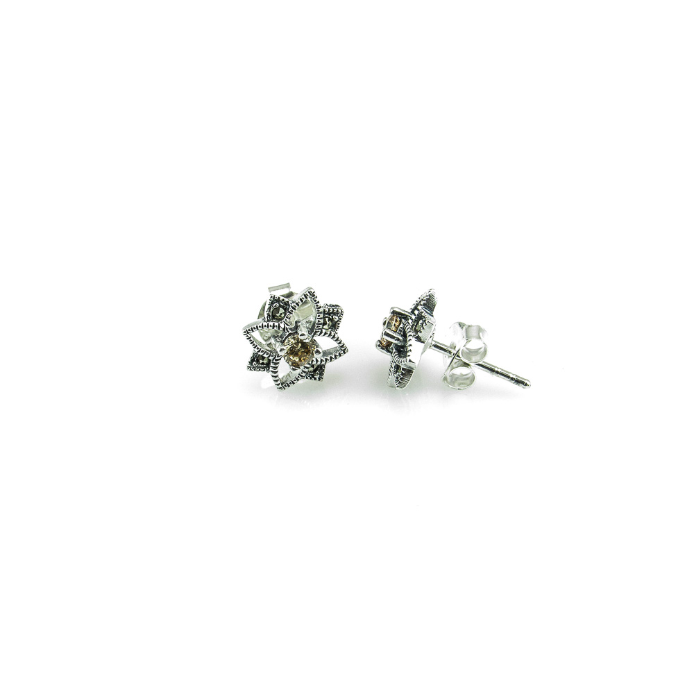 Pendientes estrella de Plata vieja con Marcasitas y Circonitas 1