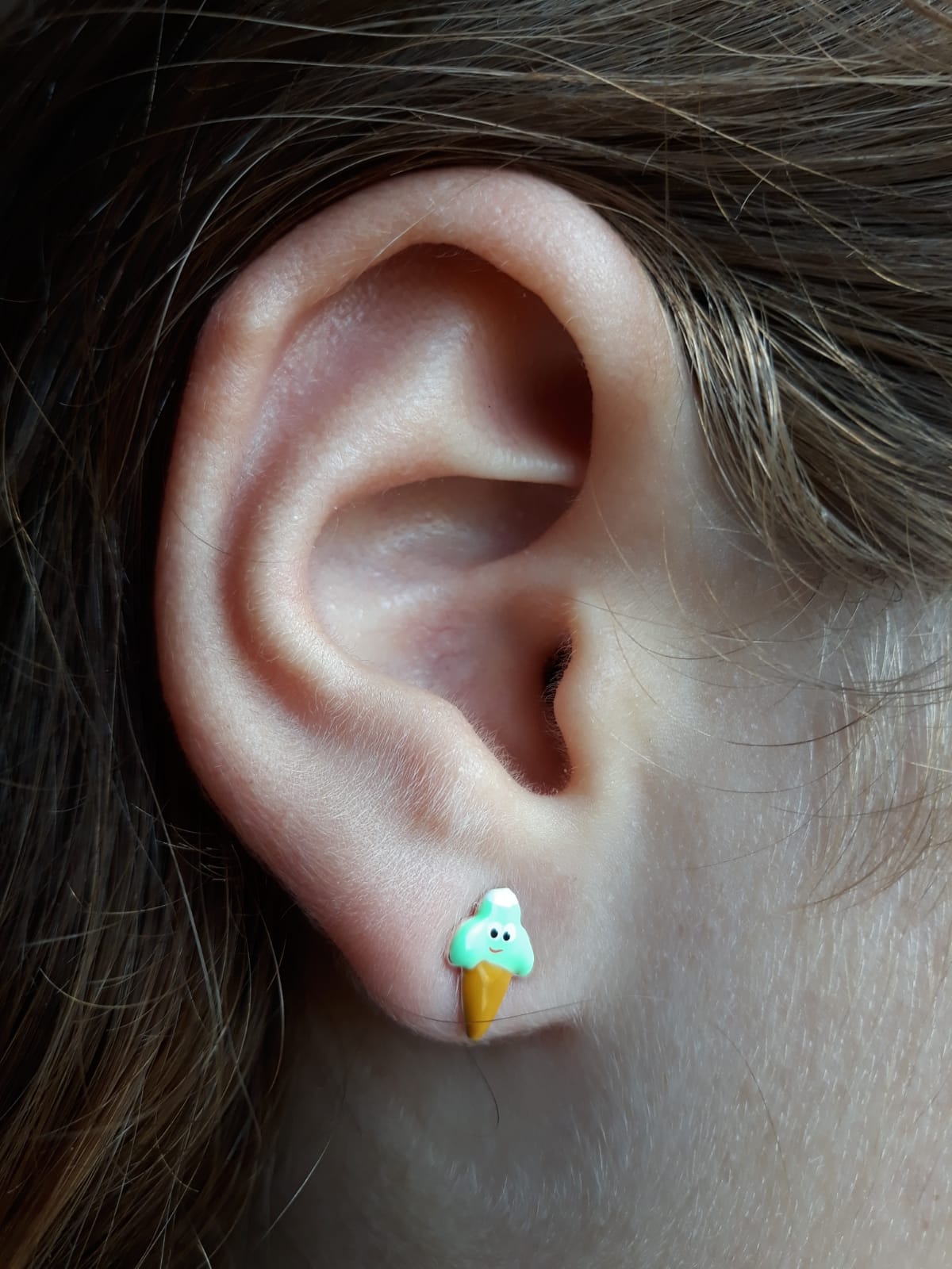 Pendientes infantiles helado verde en Plata de ley 1