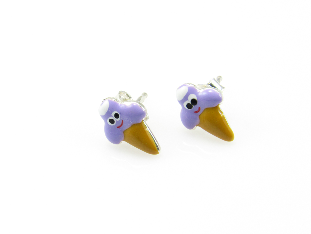 Pendientes de niña en Plata de ley helado lila