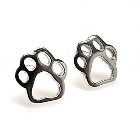 Pendientes huella de Plata de ley