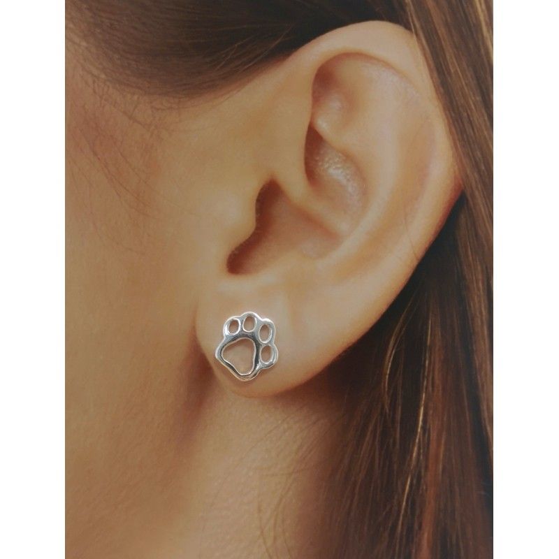 Pendientes huella de Plata de ley 1