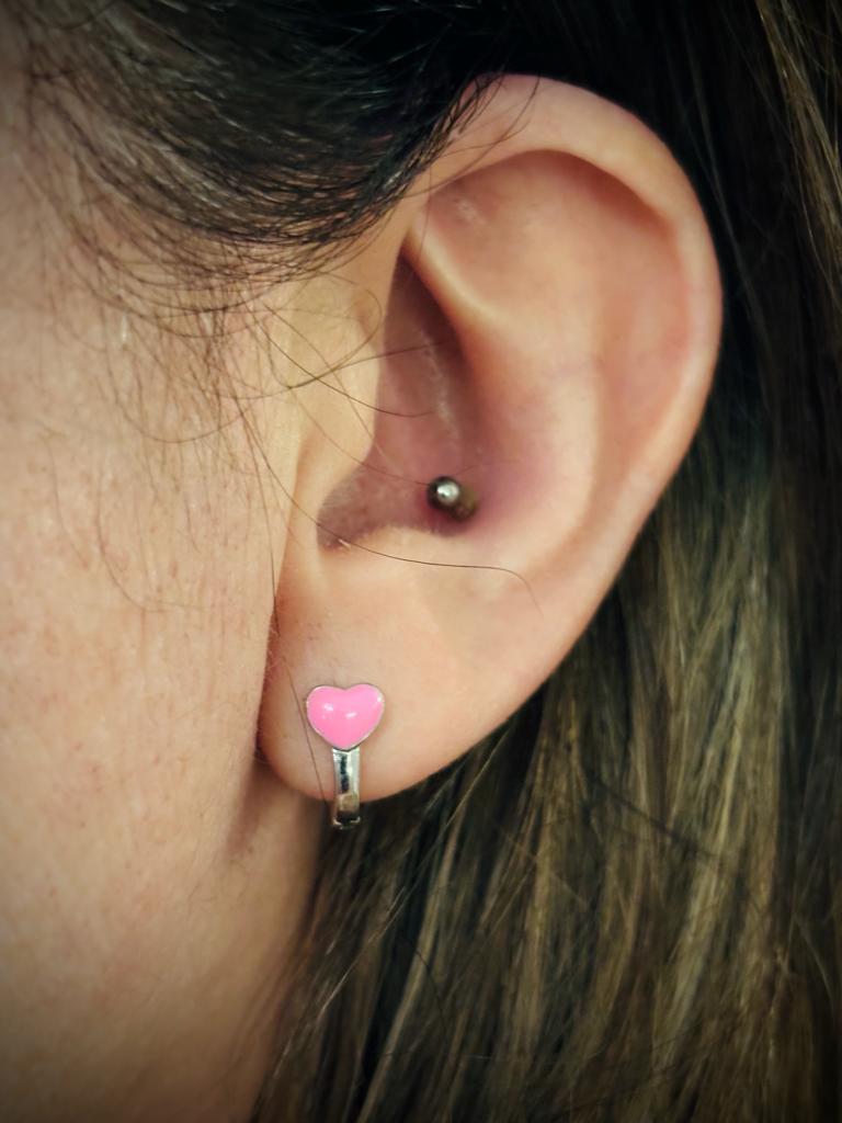 Pendientes infantiles corazón rosa de Plata de ley con cierre catalán 3