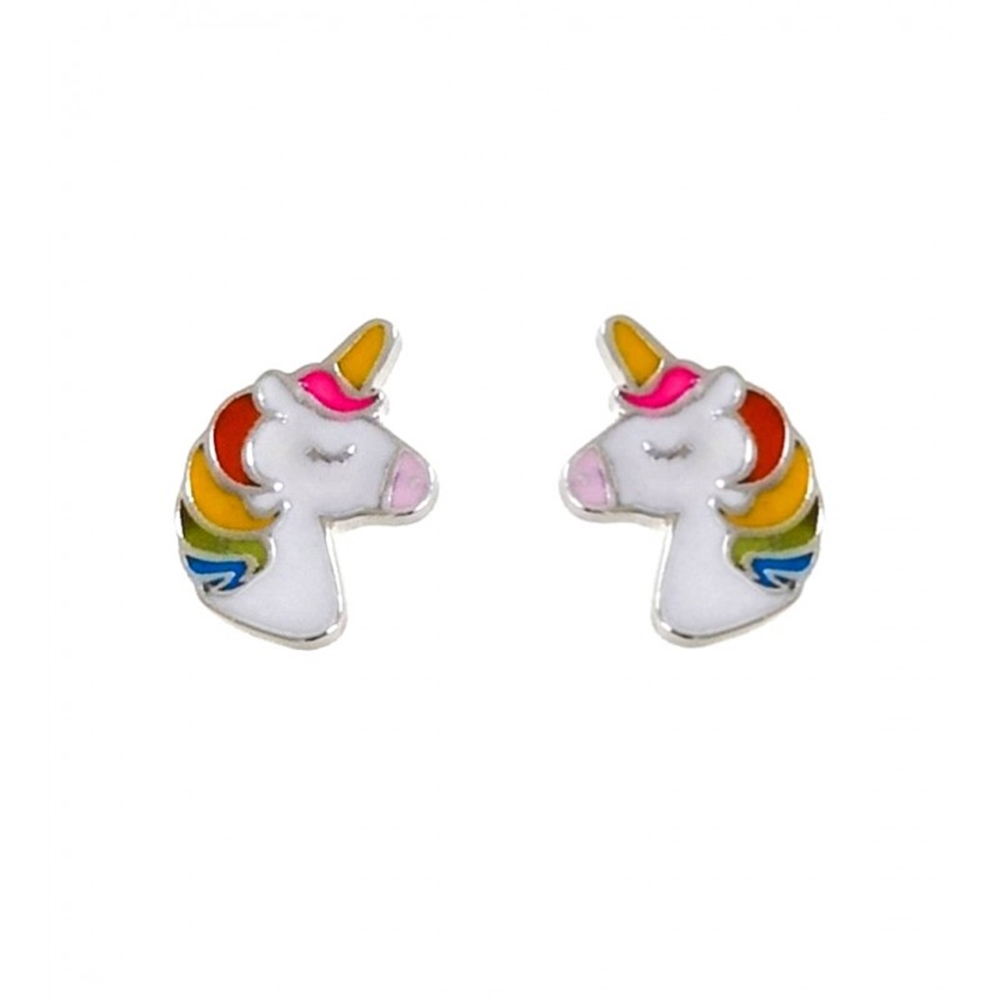 Pendientes para niñas unicornio de Plata con tuerca bebé