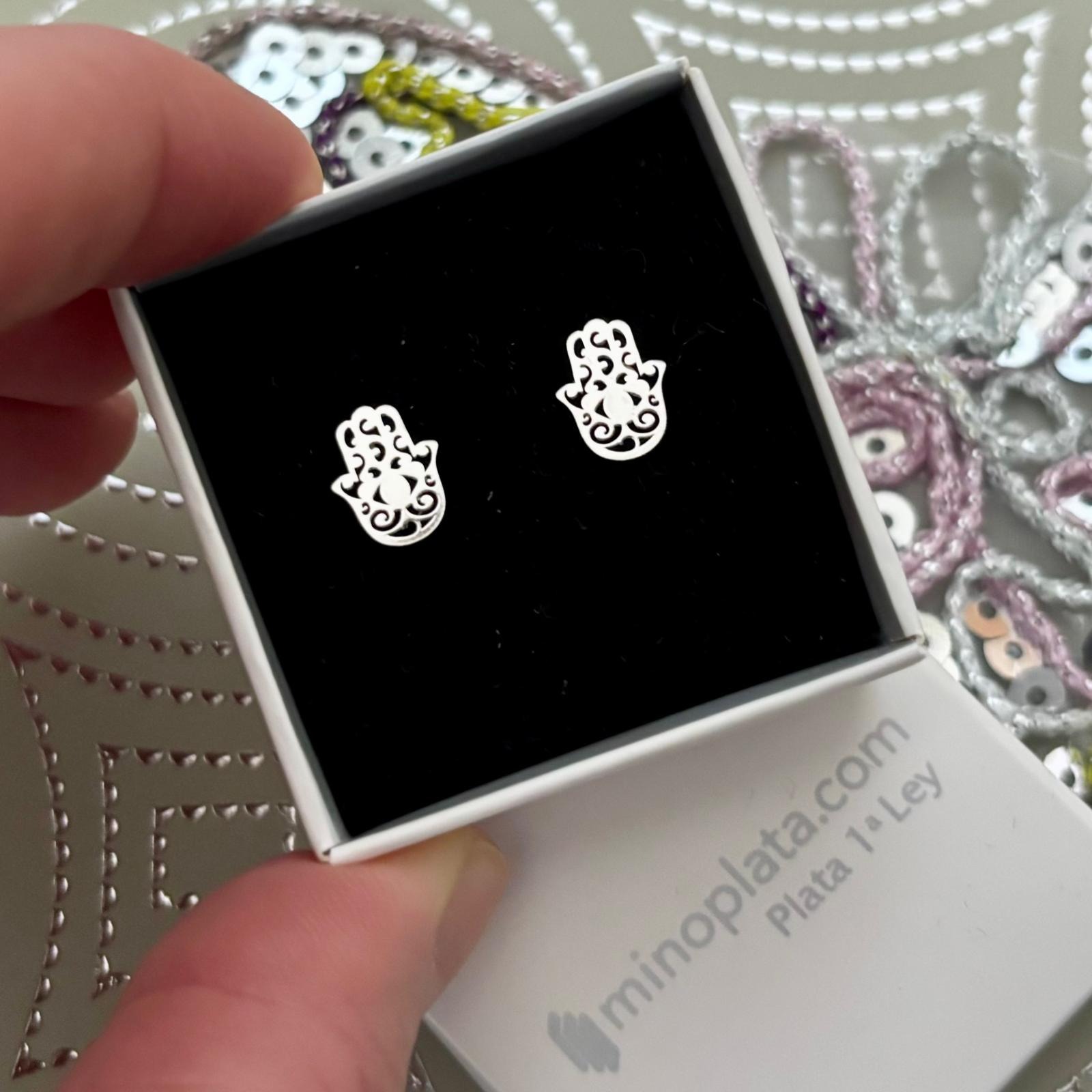 Pendientes mano de Fátima calada de Plata de ley 925 2