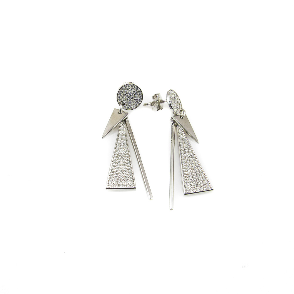 Pendientes largos mujer de Plata rodiada con Circonitas micro 1