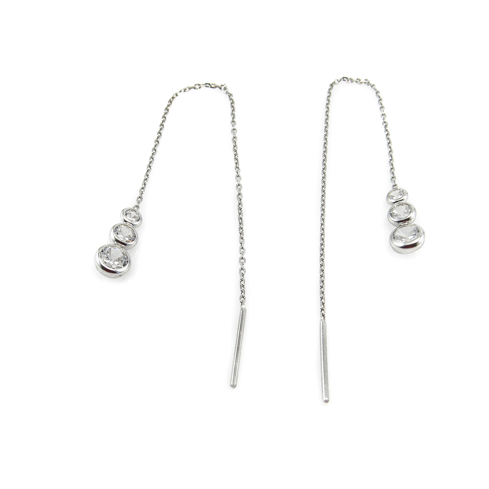 Pendientes largos de Plata con Circonitas