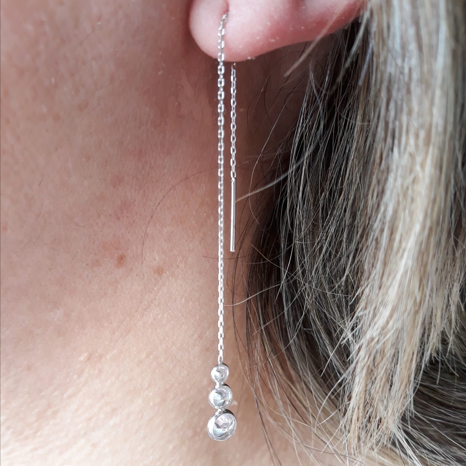Pendientes largos de Plata con Circonitas 1