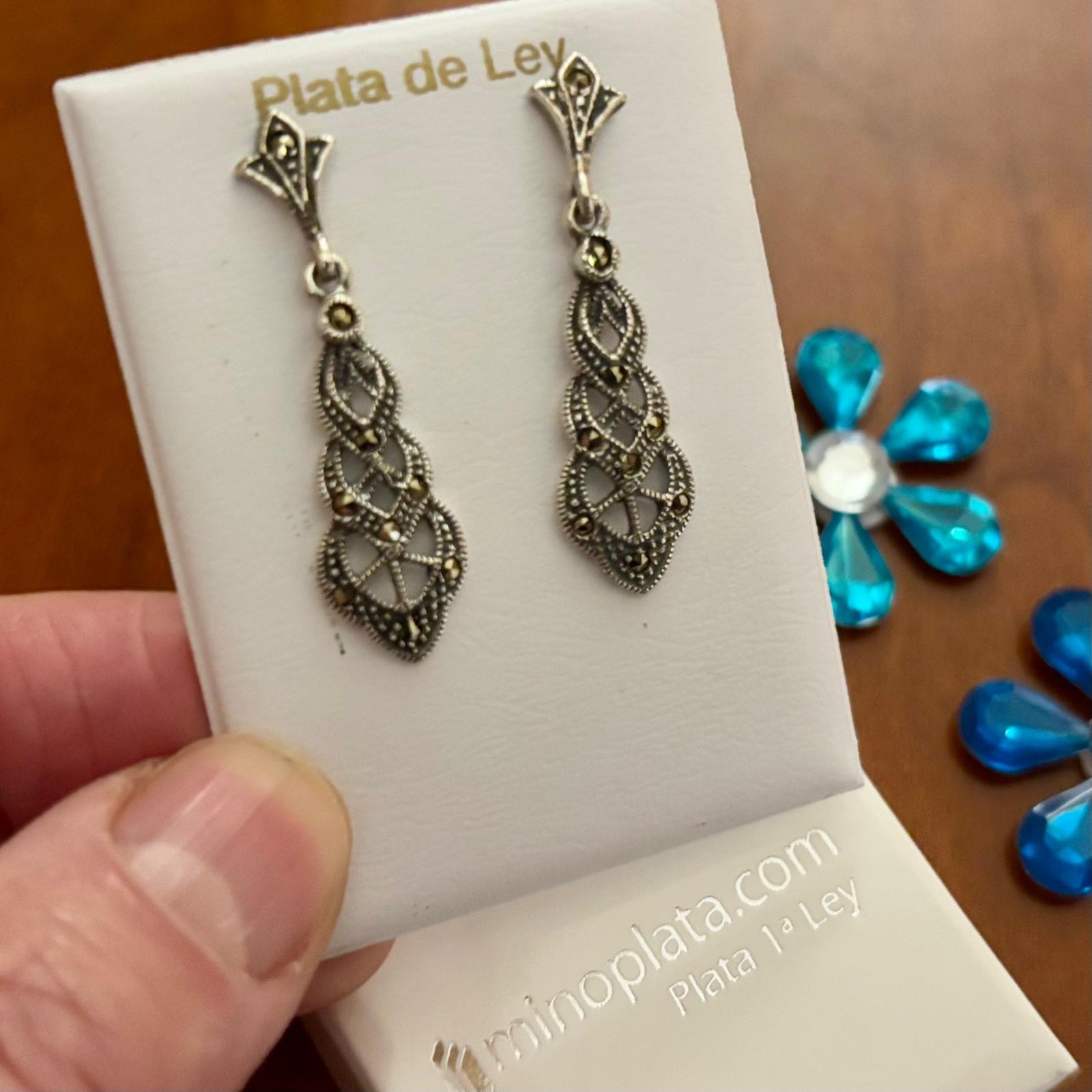 Pendientes de Plata envejecida con piedras Marcasitas 1