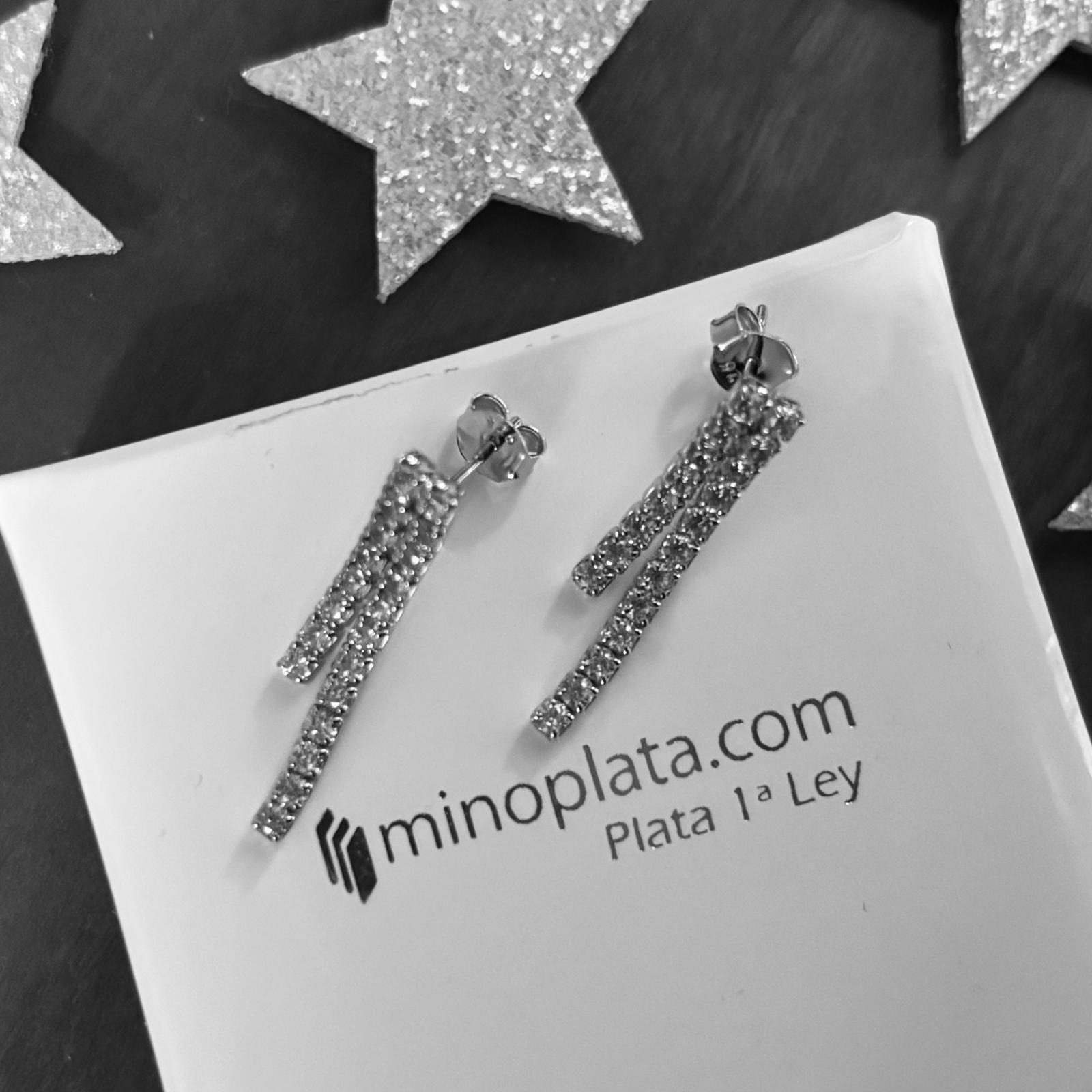 Pendientes cascada de Plata de ley con Circonitas 3