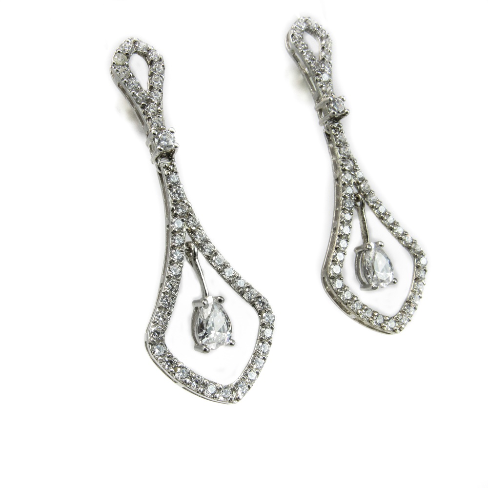 Pendientes de Plata Rodiada con Circonitas blancas