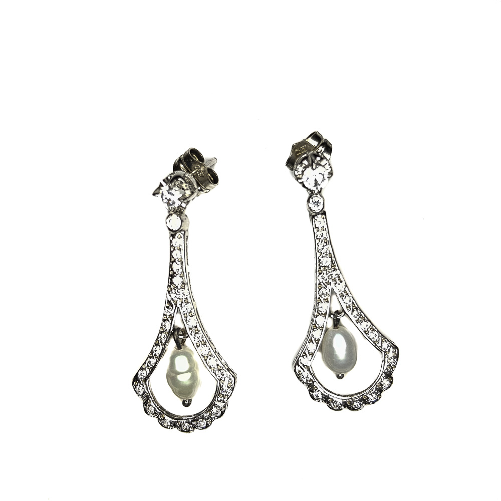 Pendientes de Plata y Perlas cultivadas y Circonitas