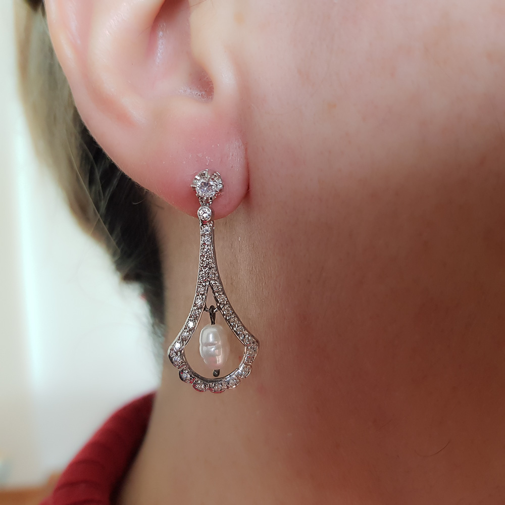 Pendientes de Plata y Perlas cultivadas y Circonitas 1