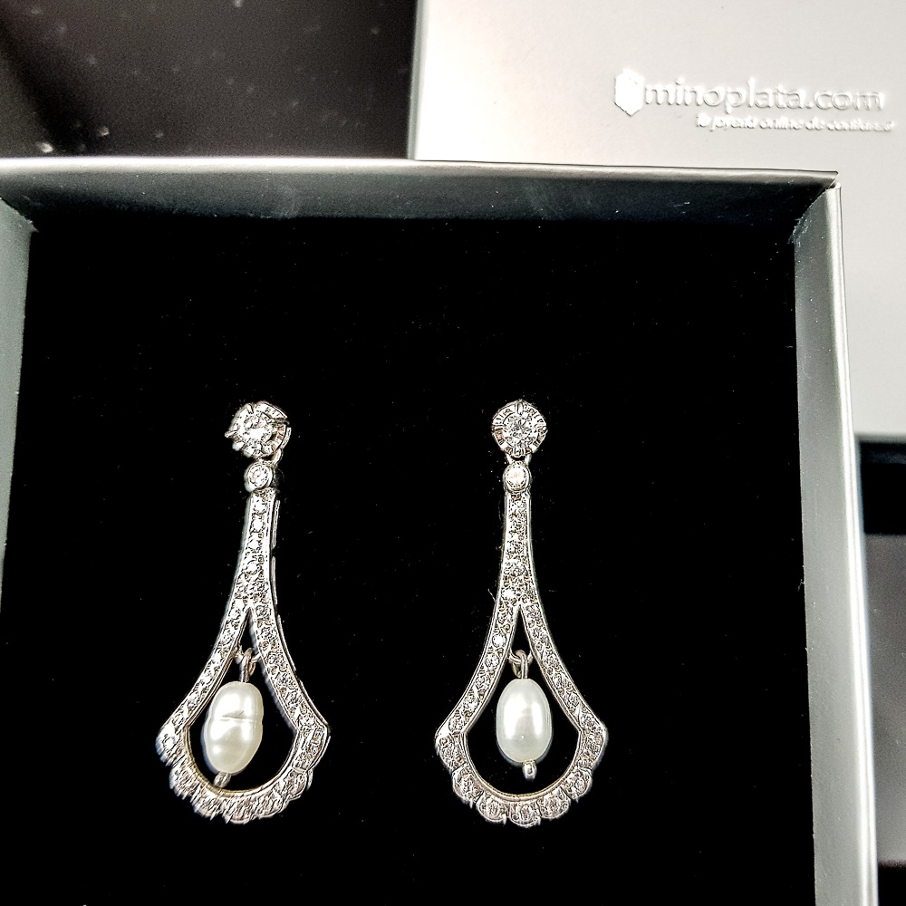 Pendientes de Plata y Perlas cultivadas y Circonitas 2