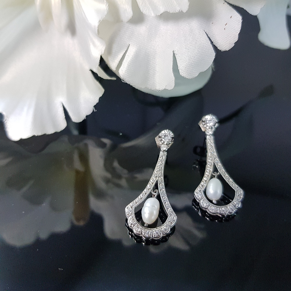Pendientes de Plata y Perlas cultivadas y Circonitas 3