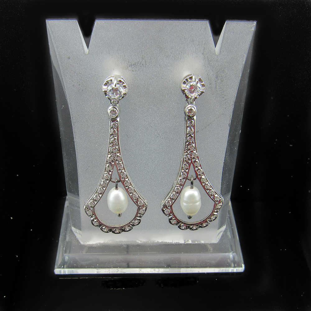 Pendientes de Plata y Perlas cultivadas y Circonitas 4