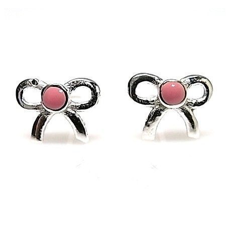 Pendientes infantiles lazo de Plata de ley