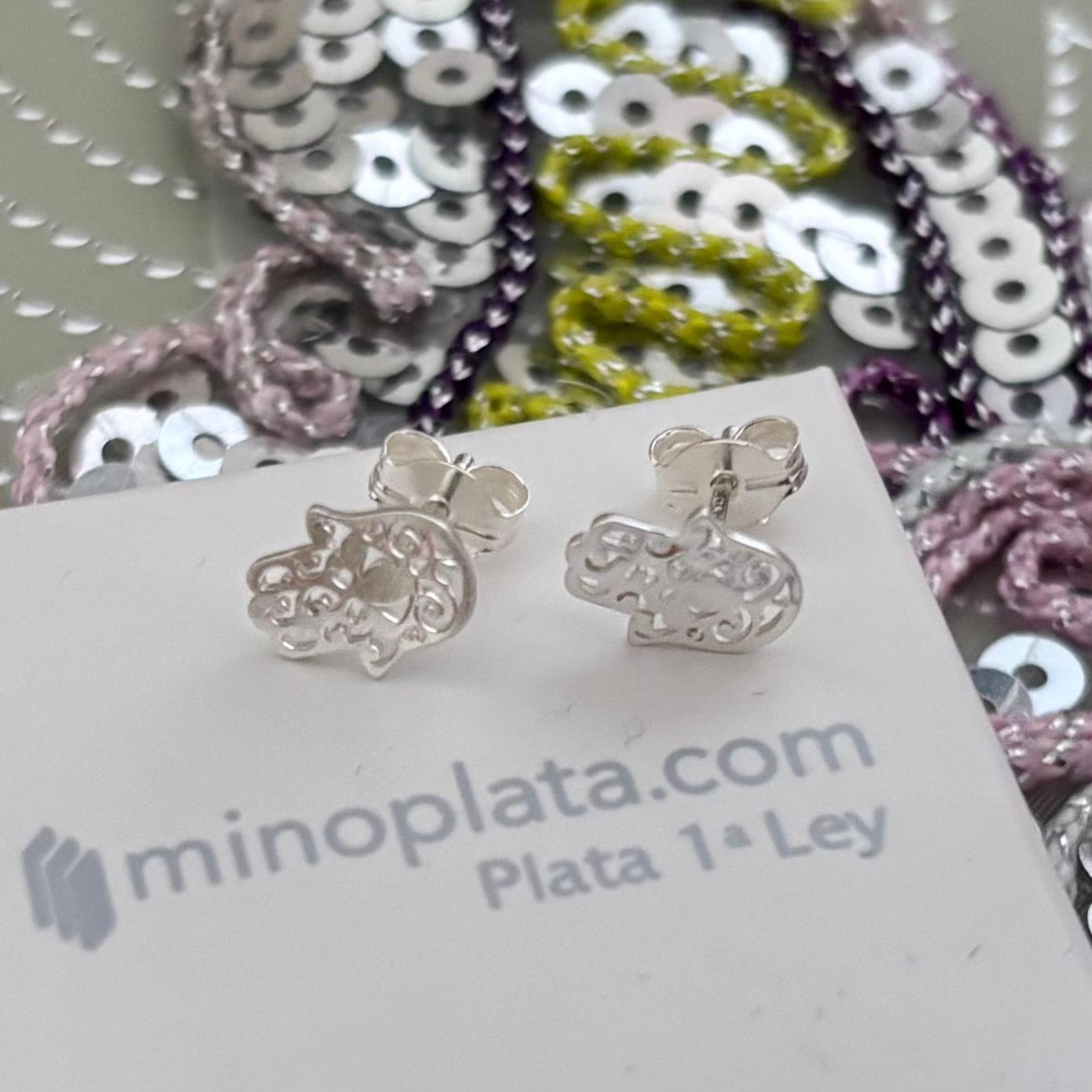 Pendientes mano de Fátima calada de Plata de ley 925 3