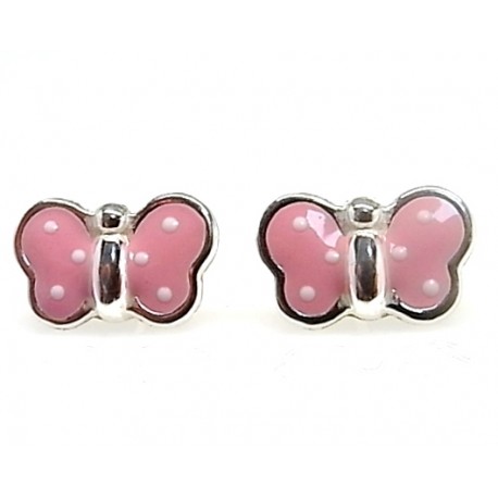 Pendientes mariposas rosas de Plata