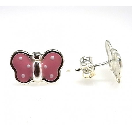 Pendientes mariposas rosas de Plata 1