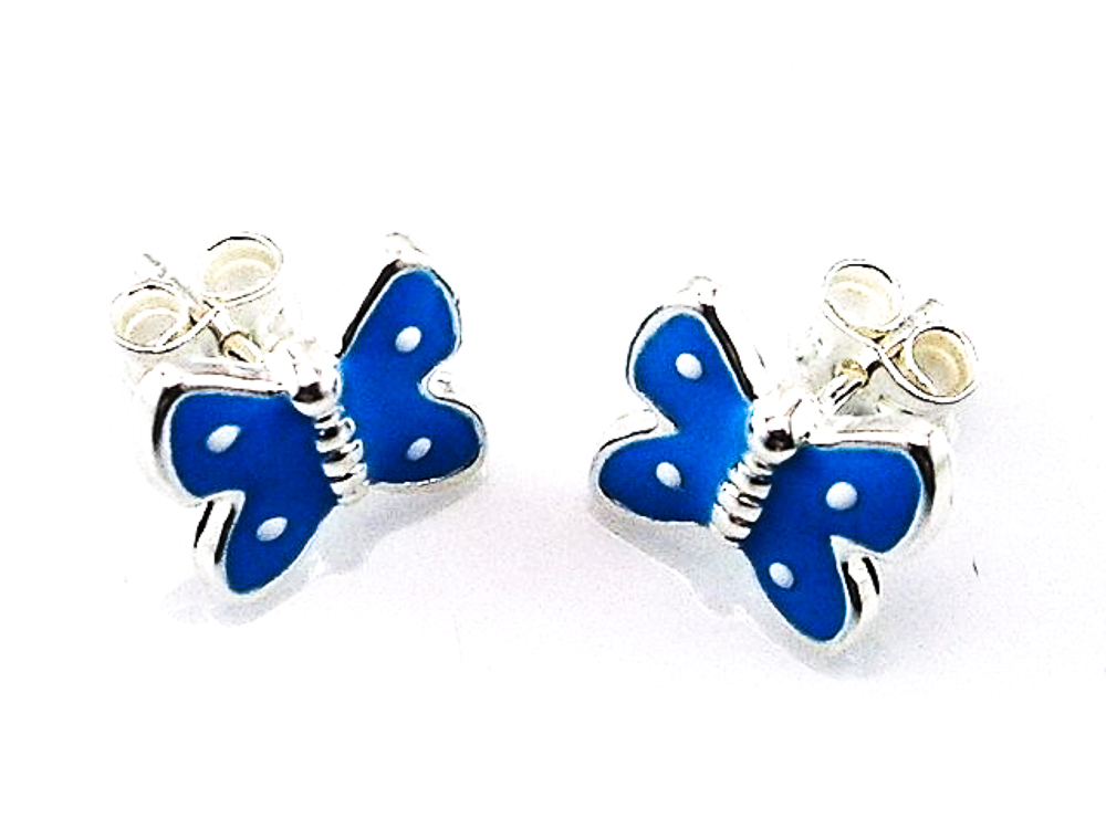 Pendientes mariposa azul de Plata de ley