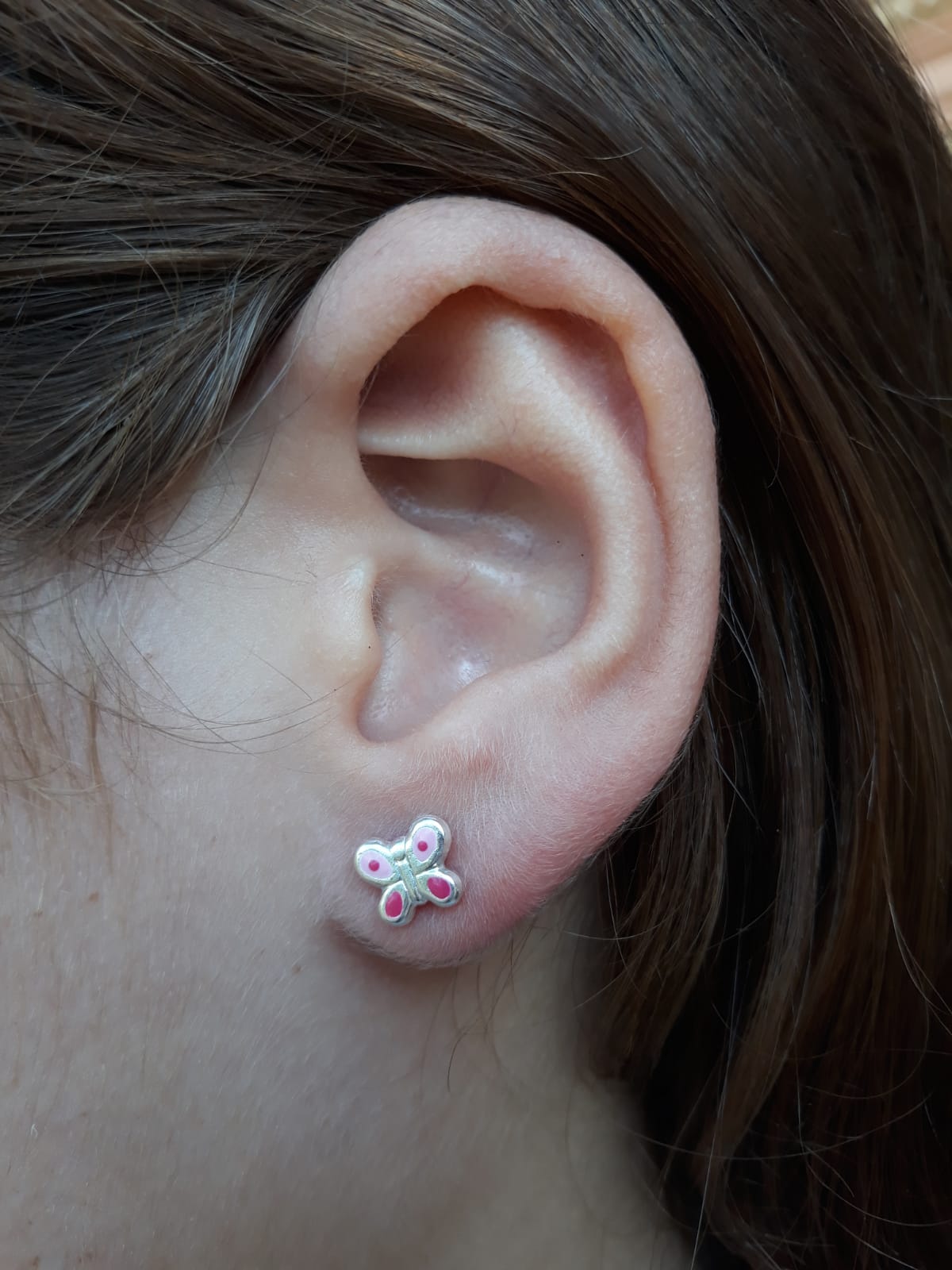 Pendientes para niña mariposas rosas de Plata de ley 1